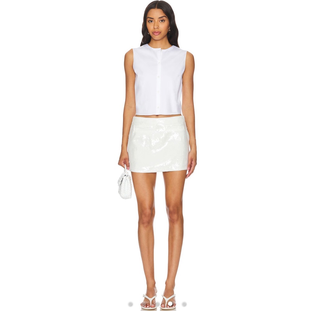 NWT Theory Sequin Fluid Slice Pocket Skirt in White Sz 0 $195 - Picture 4 of 9